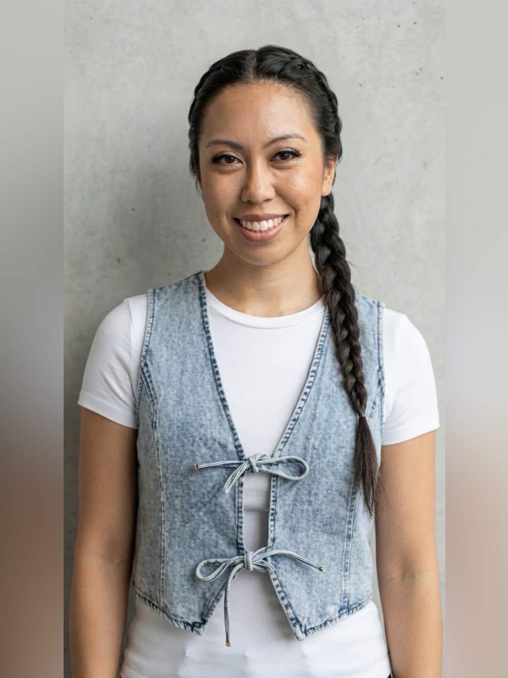 ✨ Vigoss Acid Wash Denim Tie-Front Vest| Size:L✨